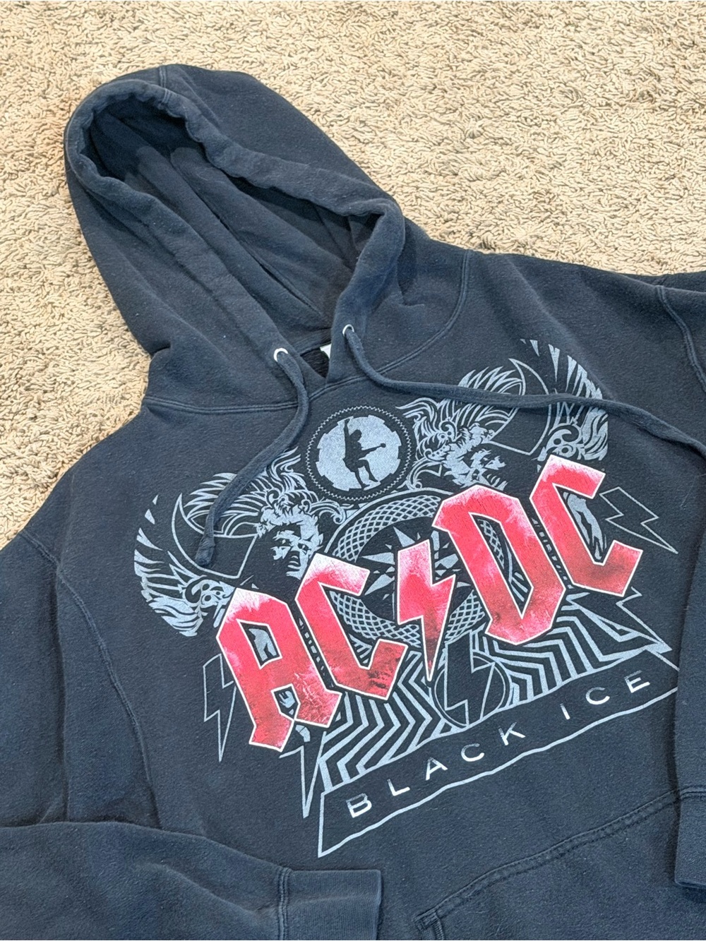 AC/DC Black Ice Vintage 00s Rock Band Men's Pullover Hoodie Jacket Size L